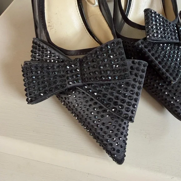 Jessica Simpson Black Bow Studded Heels - Picture 3 of 5